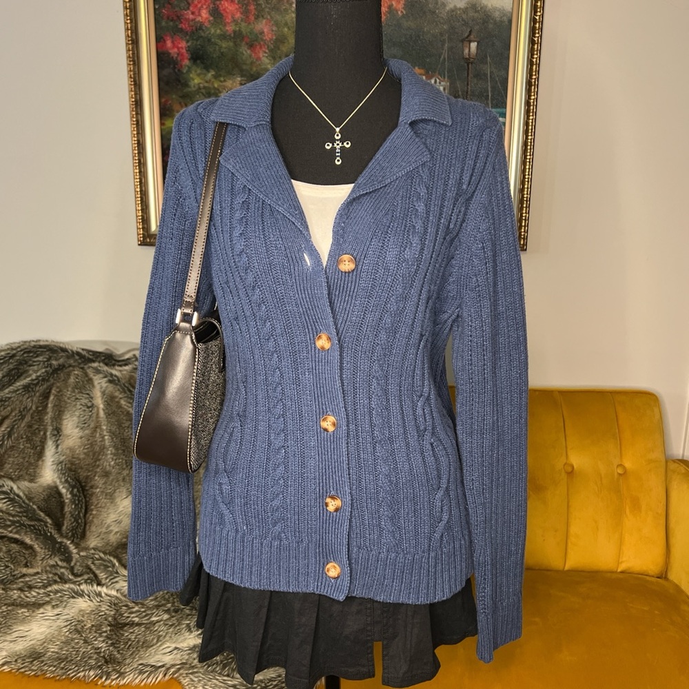 Classic Elements Navy Cable Knit Cardigan